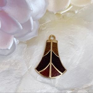 Monet Gold Tone Brown Mosaic Geometric Pendant Vtg